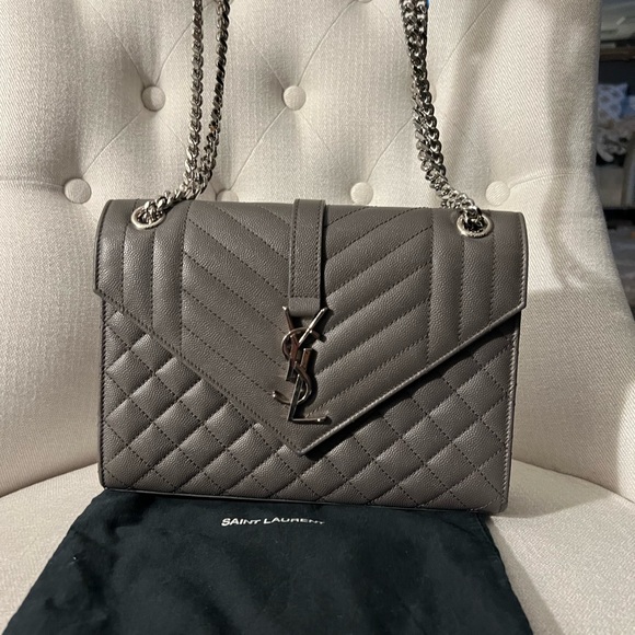 Yves Saint Laurent Handbags - Saint Laurent Medium Classic Envelope Satchel Mixed Metelasse Leather